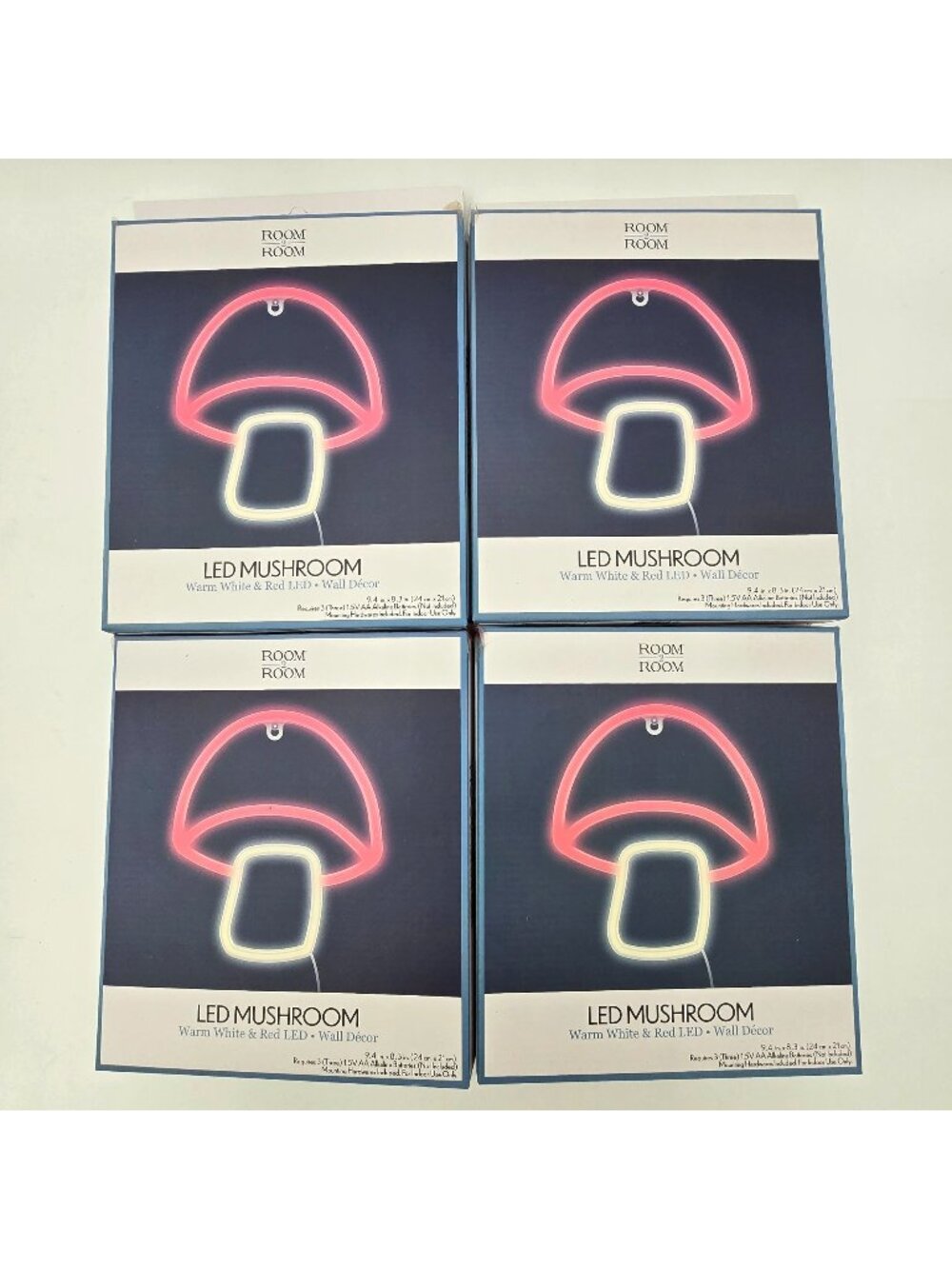 Set of 4 Room 2 Room Mushroom LED Wall Light Battery Operated Neon Style Decor